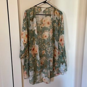 Green Floral Kimono